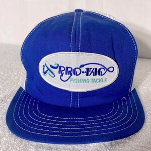 Vintage Blue Pro-Tac Fishing Tackle Mesh Back Snap Back Trucker Hat
